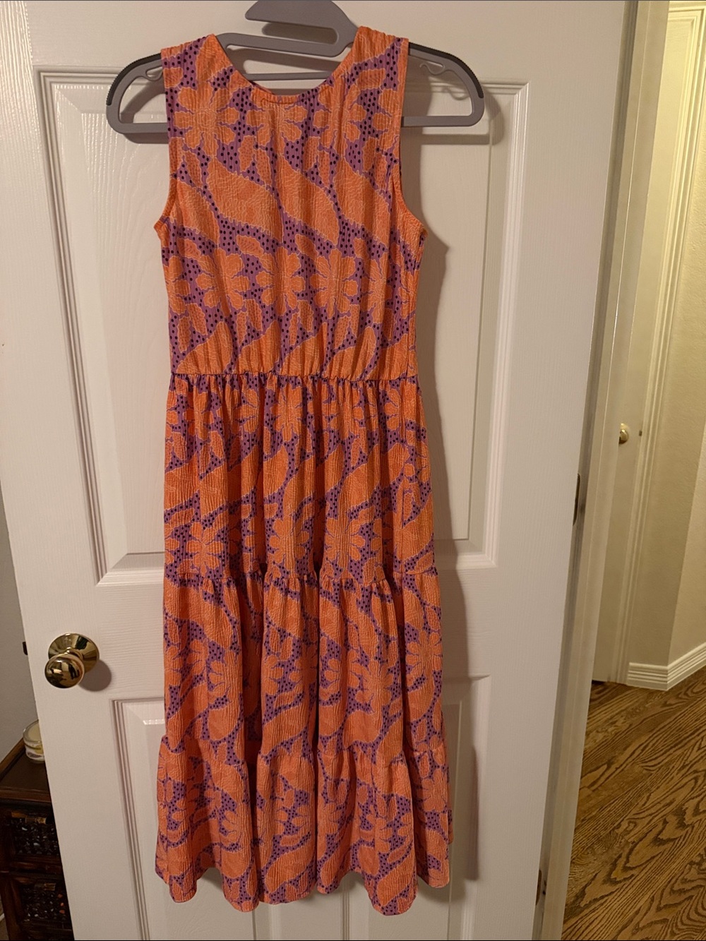 next Orange and Purple Floral Girls' Tiered Maxi Dress